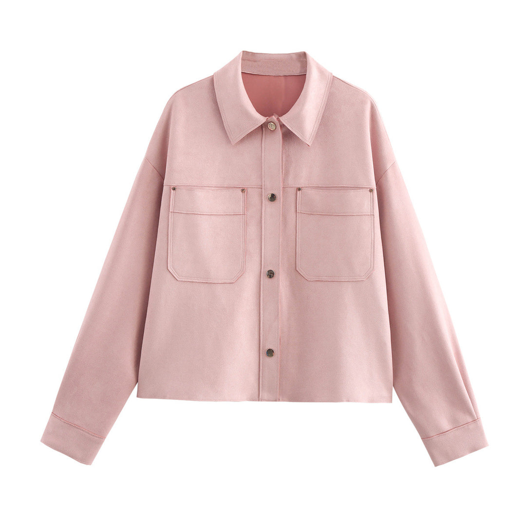 Damer avslappnad overshirt-jacka med praktiska bröstfickor och klassisk krage Mirla-Eva Jonsson