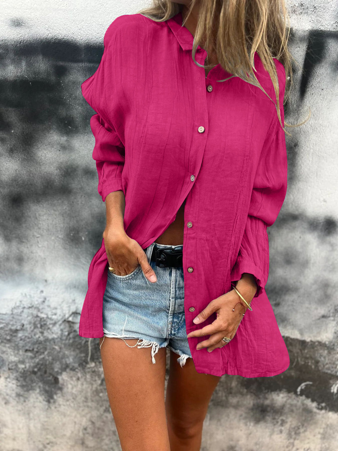 Damer avslappnad oversize skjortblus med fickor Mirla-Eva Jonsson
