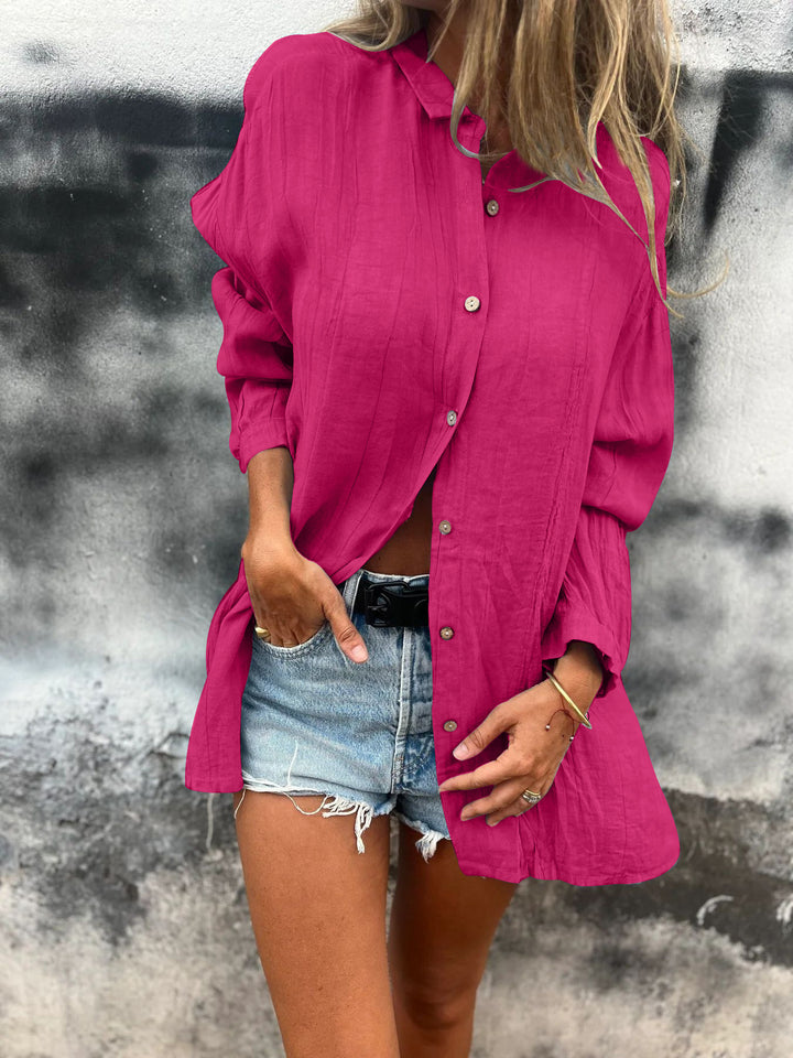 Damer avslappnad oversize skjortblus med fickor Mirla-Eva Jonsson