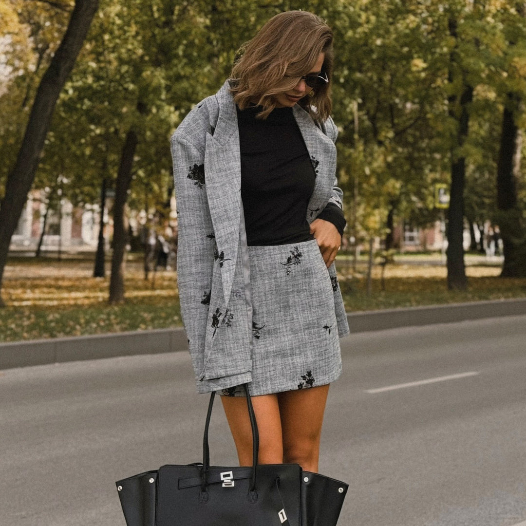 Damer avslappnad oversized blazer med blommönster Mirla-Eva Jonsson
