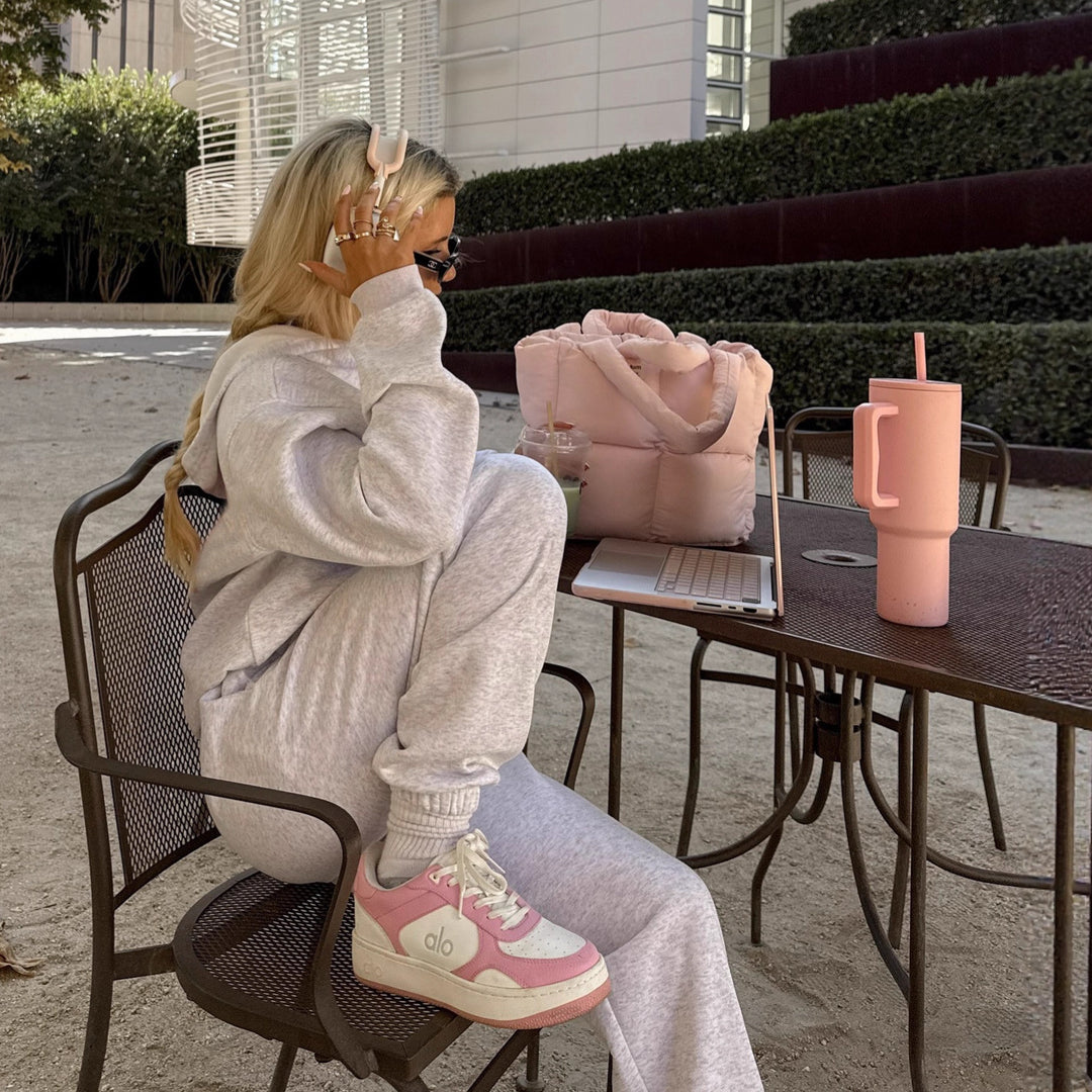 Damer avslappnad oversized hoodie med kenguruficka och joggerbyxor set Eva Jonsson-Eva Jonsson