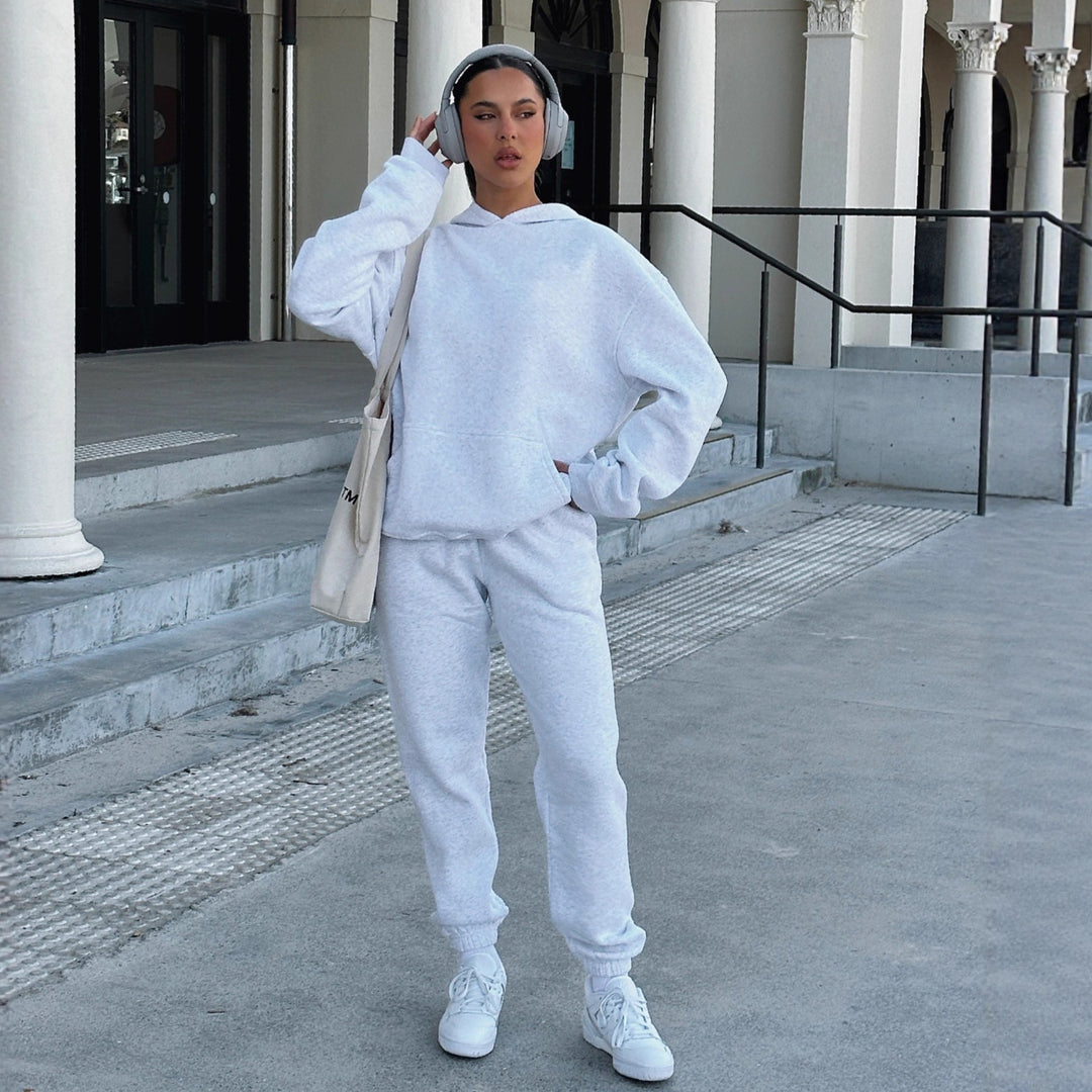 Damer avslappnad oversized hoodie med kenguruficka och joggerbyxor set Eva Jonsson-Eva Jonsson