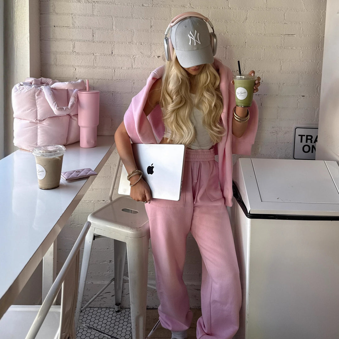 Damer avslappnad oversized hoodie med kenguruficka och joggerbyxor set Eva Jonsson-Eva Jonsson