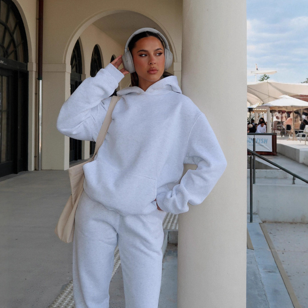 Damer avslappnad oversized hoodie med kenguruficka och joggerbyxor set Eva Jonsson-Eva Jonsson