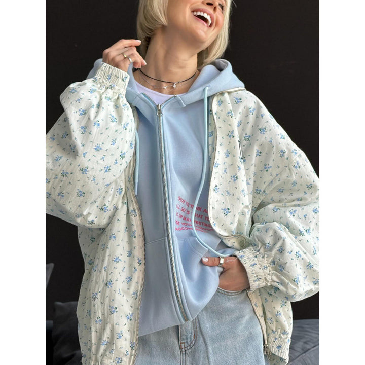 Damer avslappnad oversized jacka med blommönster Eva Jonsson-Eva Jonsson