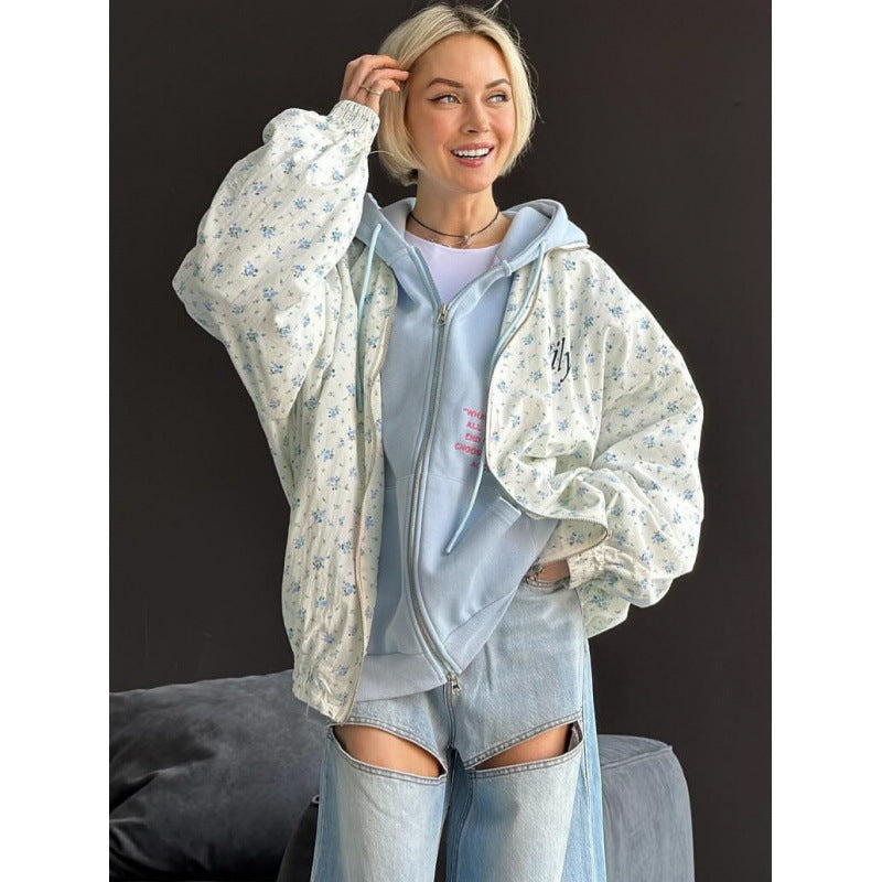 Damer avslappnad oversized jacka med blommönster Eva Jonsson-Eva Jonsson