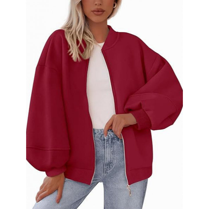 Damer avslappnad oversized jacka med dragkedja och ballongärmar Mirla-Eva Jonsson