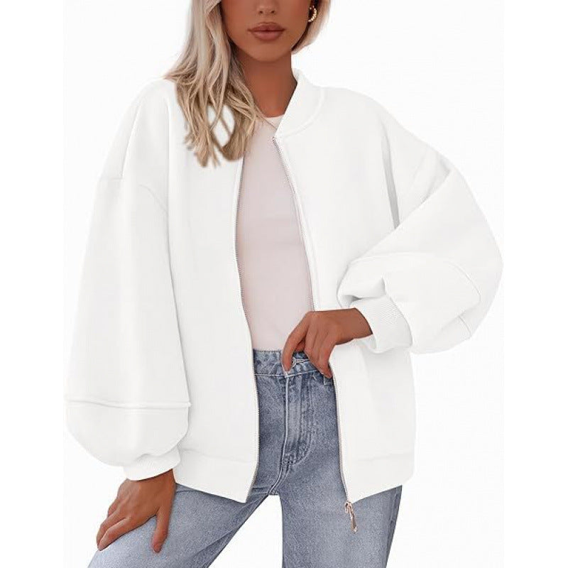Damer avslappnad oversized jacka med dragkedja och ballongärmar Mirla-Eva Jonsson