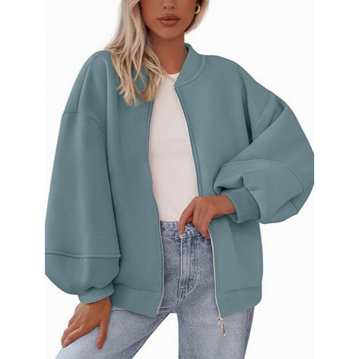 Damer avslappnad oversized jacka med dragkedja och ballongärmar Mirla-Eva Jonsson