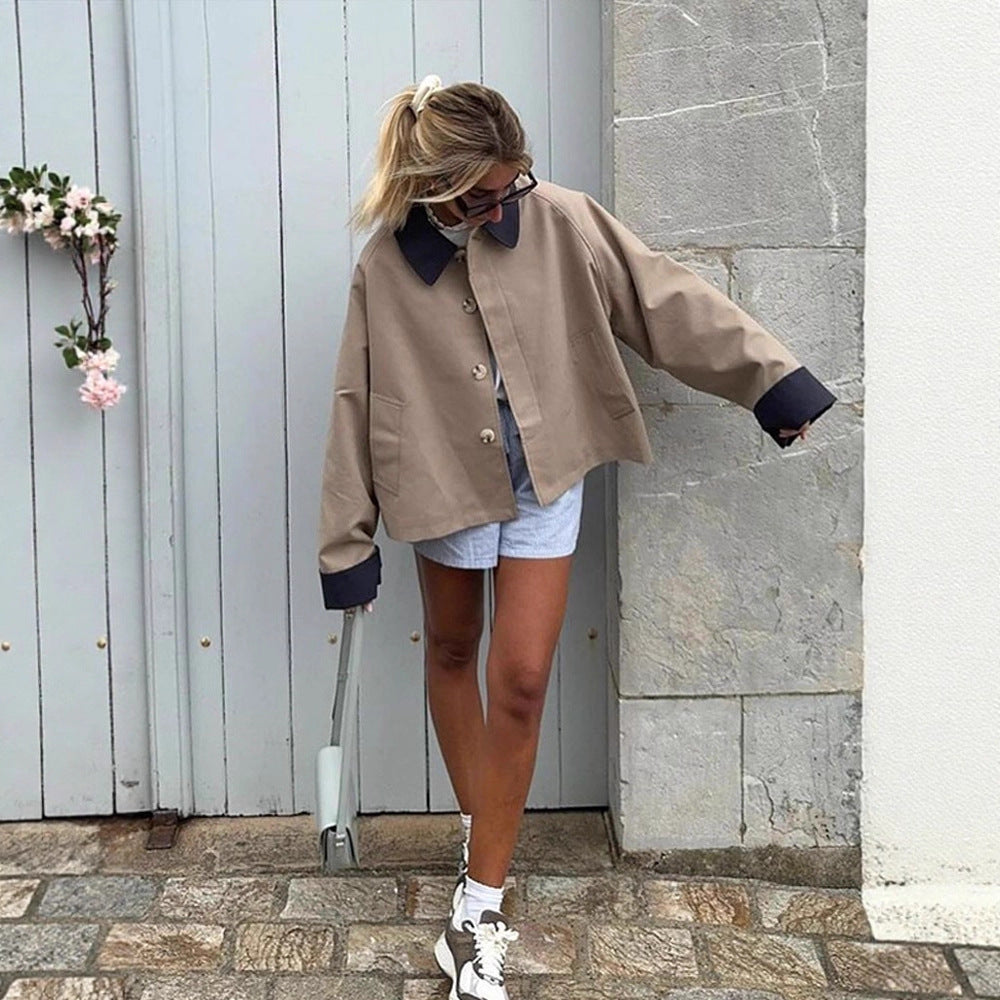 Damer avslappnad oversized-jacka med kontrasterande krage Mirla-Eva Jonsson