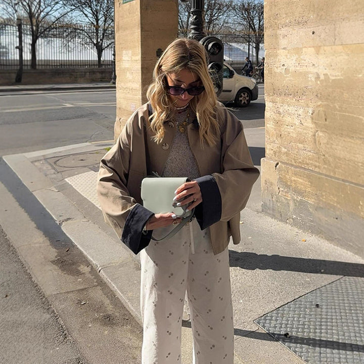 Damer avslappnad oversized-jacka med kontrasterande krage Mirla-Eva Jonsson