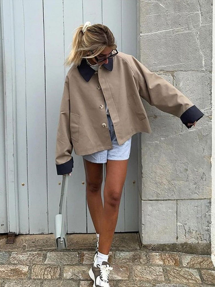 Damer avslappnad oversized-jacka med kontrasterande krage Mirla-Eva Jonsson