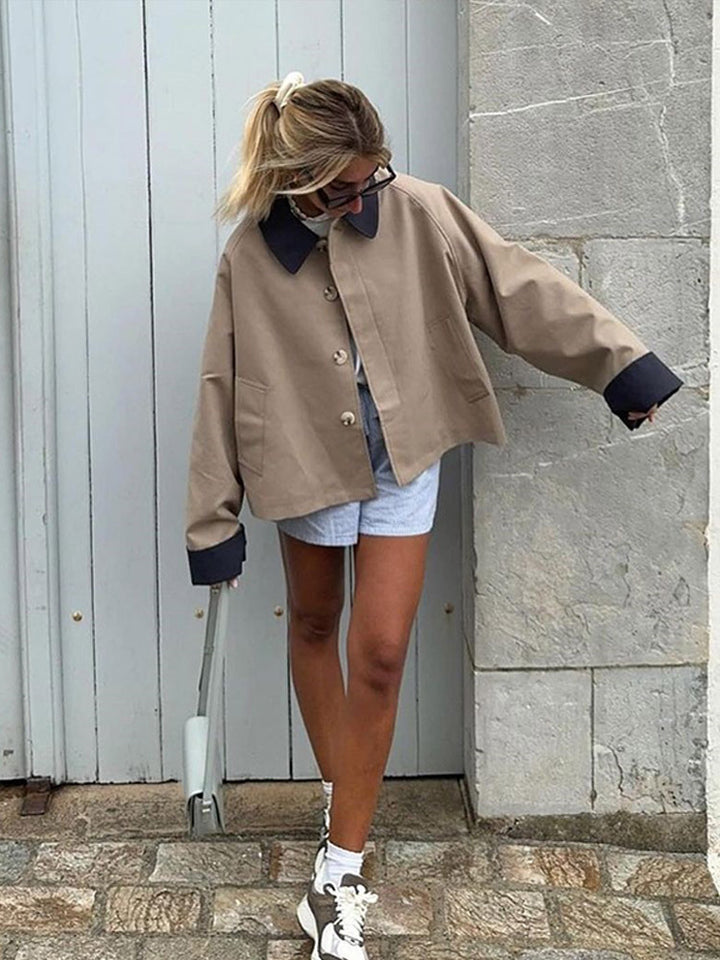 Damer avslappnad oversized-jacka med kontrasterande krage Mirla-Eva Jonsson
