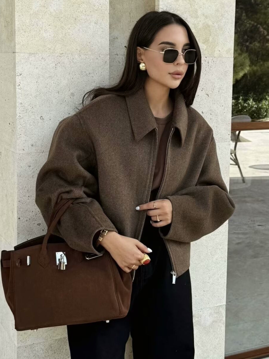 Damer avslappnad oversized jacka med praktisk dragkedja Mirla-Eva Jonsson