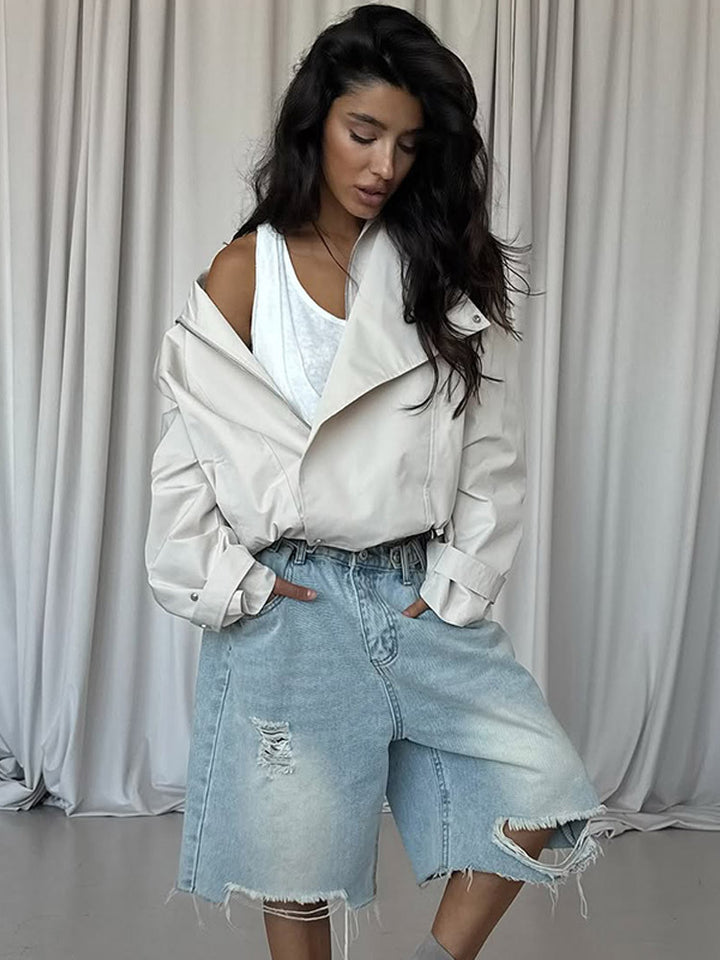 Damer avslappnad oversized jacka med stilfull krage Mirla-Eva Jonsson