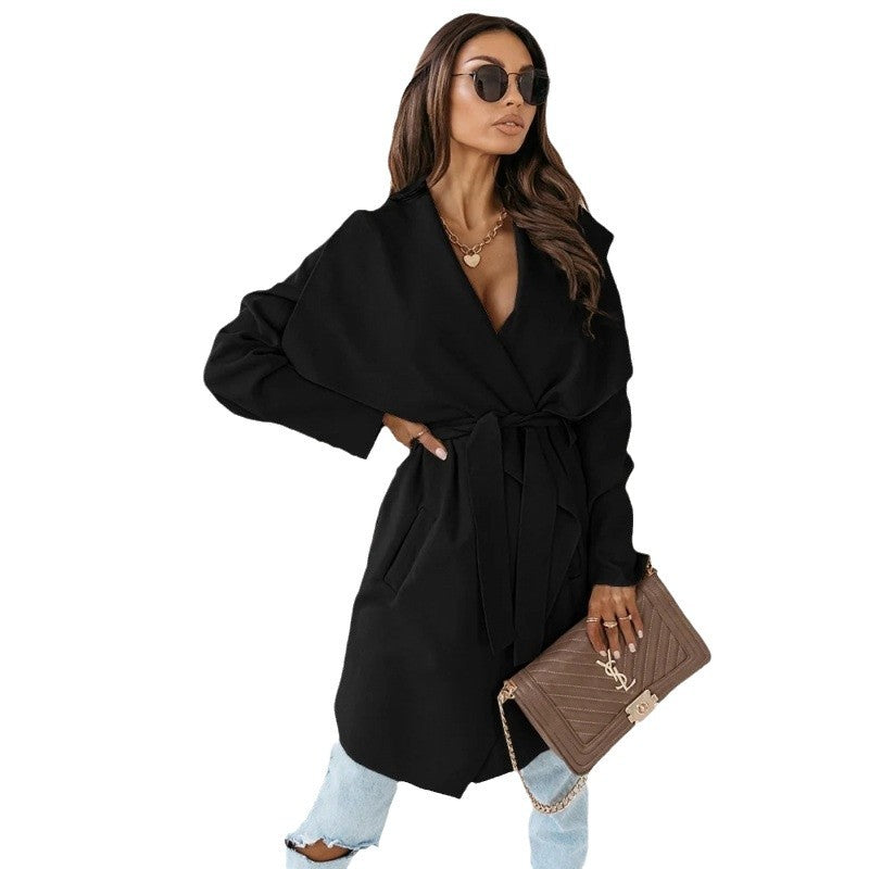 Damer avslappnad oversized kappa med knytbälte Mirla-Eva Jonsson