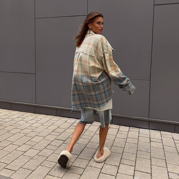 Damer avslappnad oversized rutig skjortjacka Eva Jonsson-Eva Jonsson