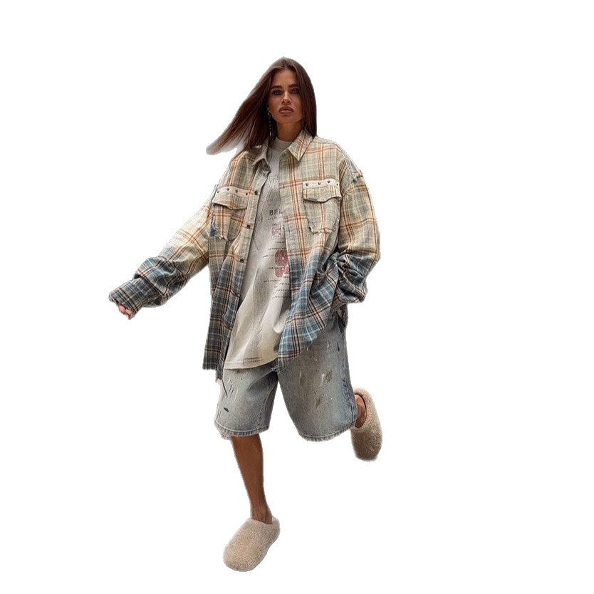 Damer avslappnad oversized rutig skjortjacka Eva Jonsson-Eva Jonsson