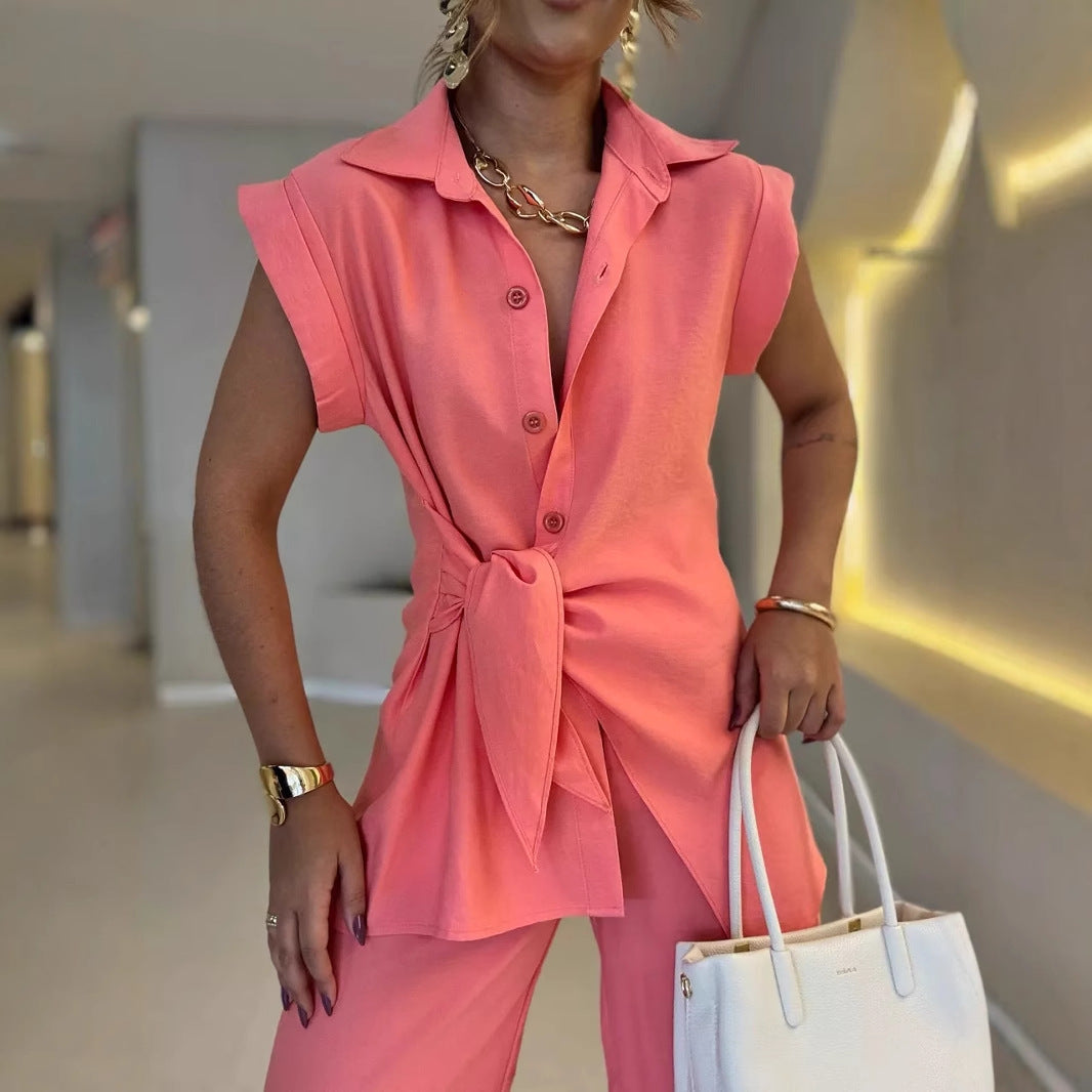 Damer avslappnad oversized skjorta med bälte och vida byxor Mirla-Eva Jonsson