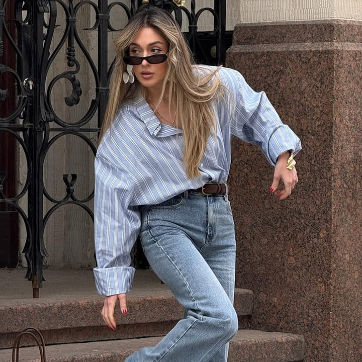 Damer avslappnad oversized skjorta med ränder Mirla-Eva Jonsson