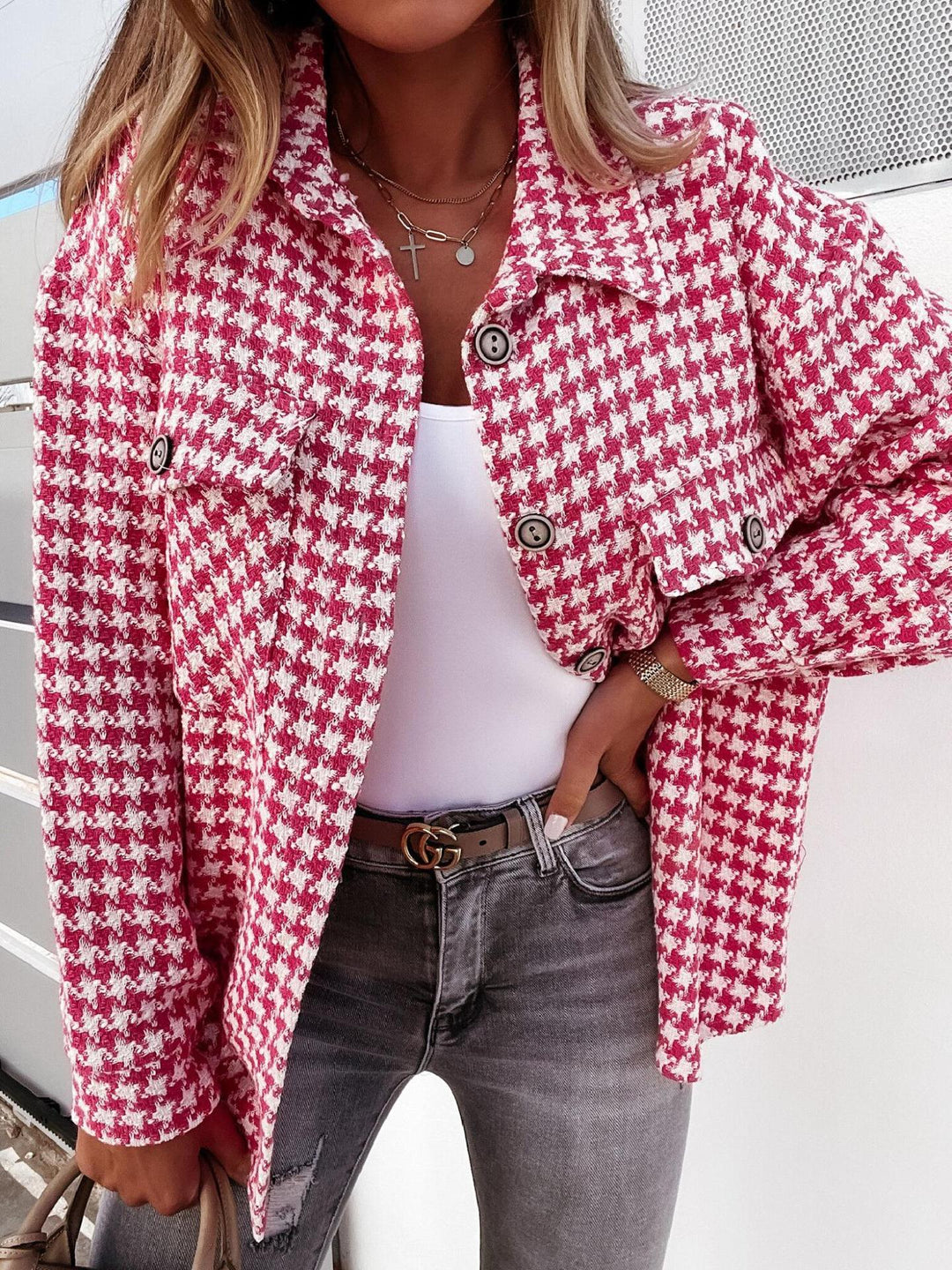 Damer avslappnad oversized skjortjacka med knapprad och bröstfickor Mirla-Eva Jonsson