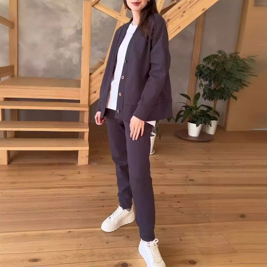 Damer avslappnad oversized sweatjacka med knappar Mirla-Eva Jonsson