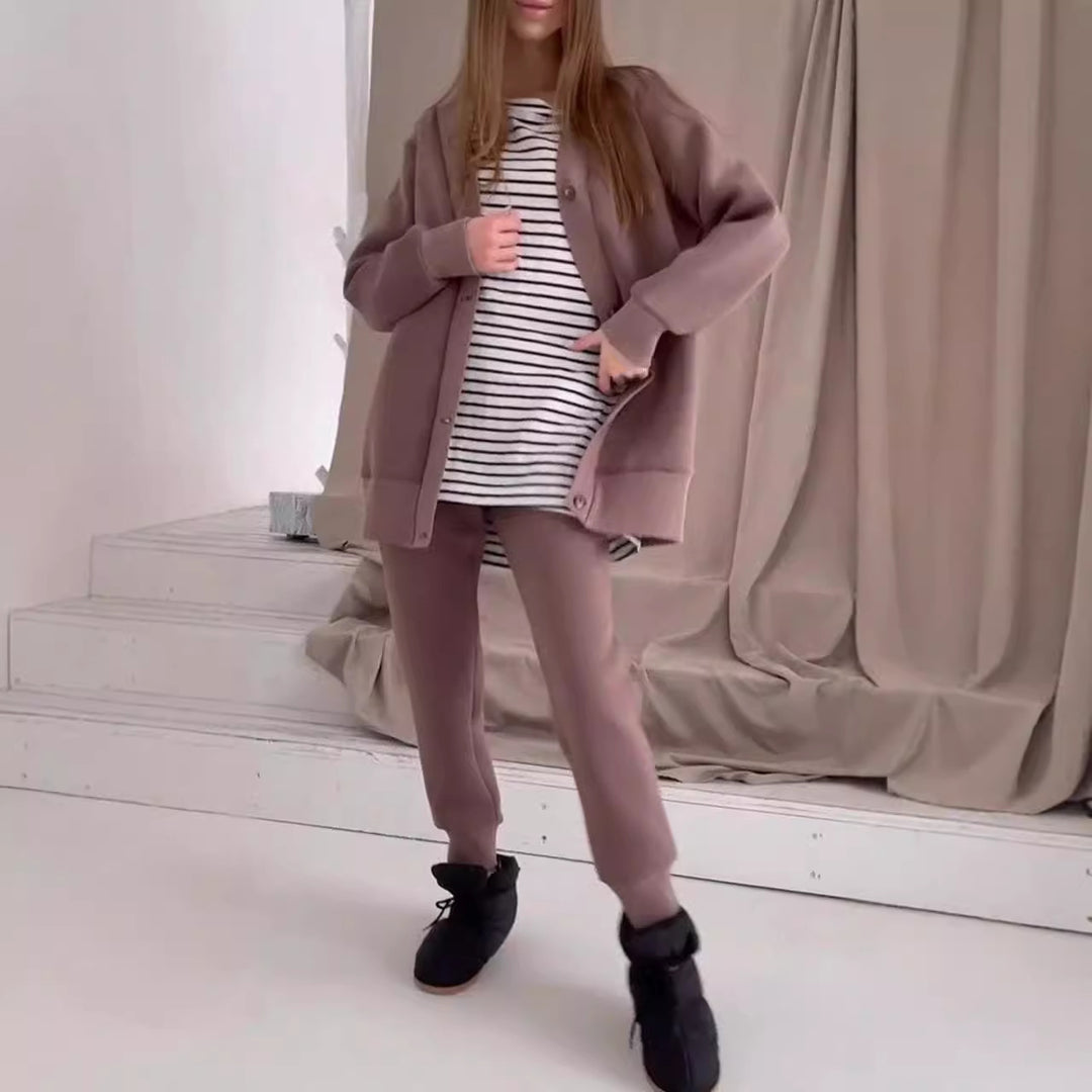 Damer avslappnad oversized sweatjacka med knappar Mirla-Eva Jonsson
