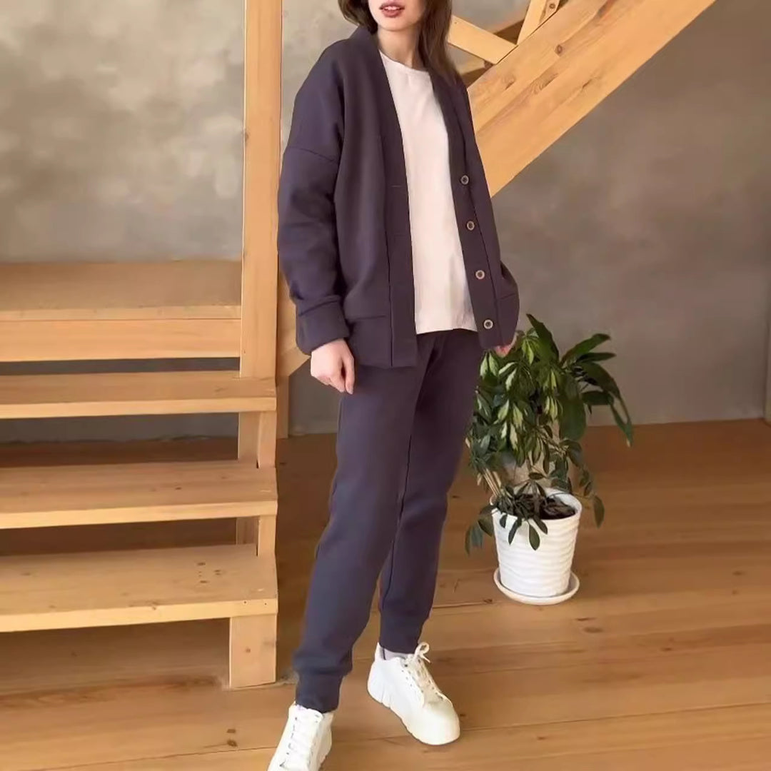 Damer avslappnad oversized sweatjacka med knappar Mirla-Eva Jonsson