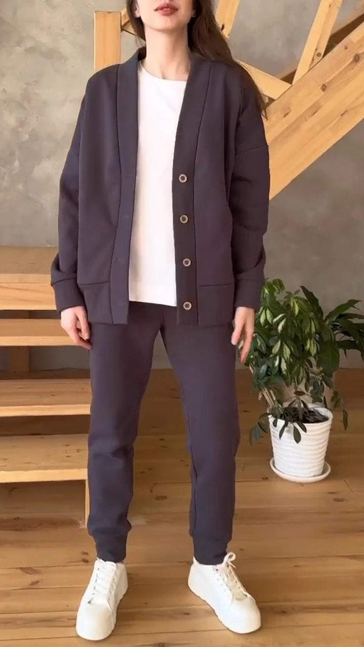 Damer avslappnad oversized sweatjacka med knappar Mirla-Eva Jonsson