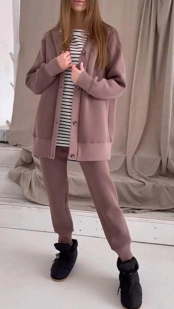 Damer avslappnad oversized sweatjacka med knappar Mirla-Eva Jonsson