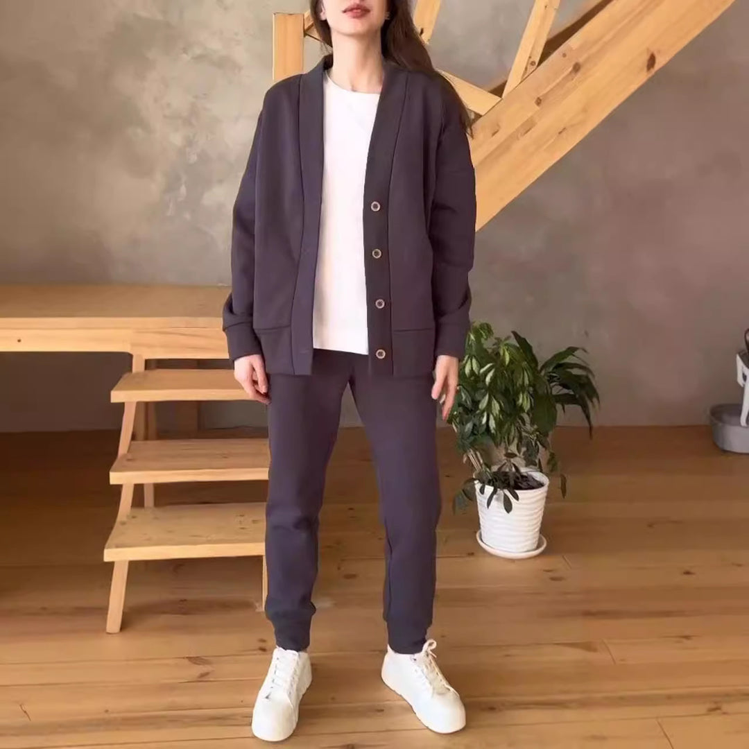Damer avslappnad oversized sweatjacka med knappar Mirla-Eva Jonsson