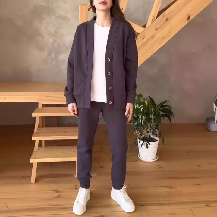 Damer avslappnad oversized sweatjacka med knappar Mirla-Eva Jonsson