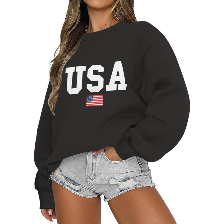 Damer avslappnad oversized sweatshirt med USA-flaggmotiv Mirla-Eva Jonsson
