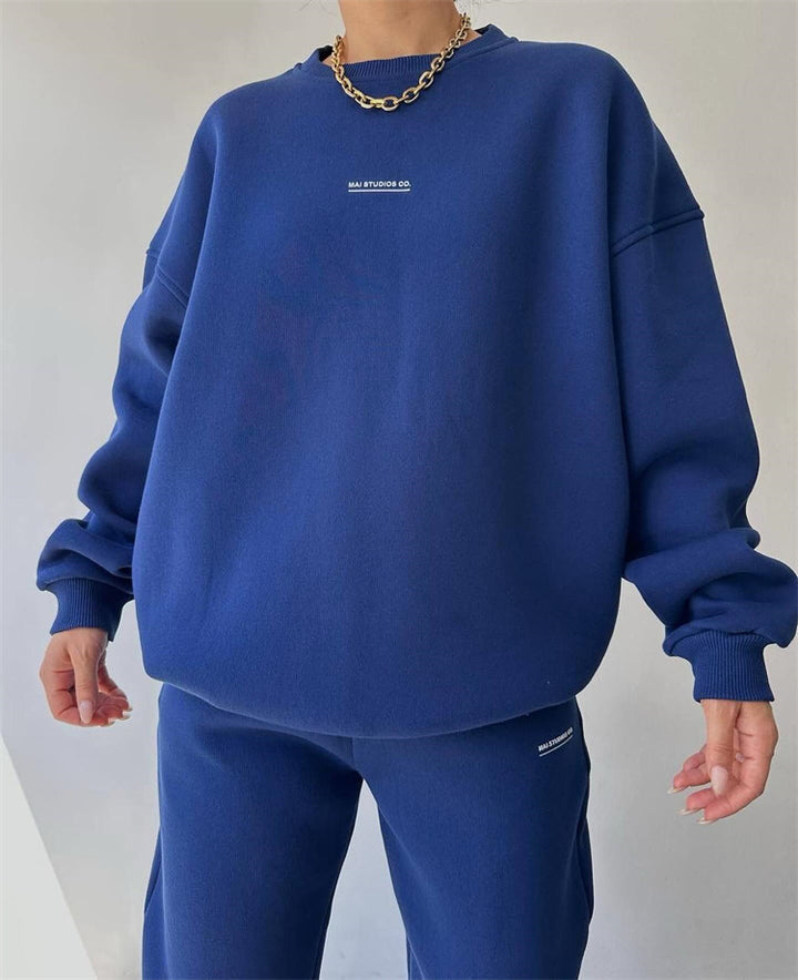 Damer avslappnad oversized sweatshirt-set med gummiband och långa ärmar Eva Jonsson-Eva Jonsson
