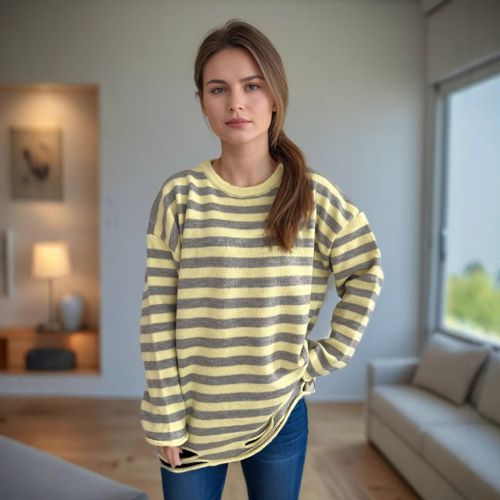 Damer avslappnad oversized tröja med breda ränder Mirla-Eva Jonsson