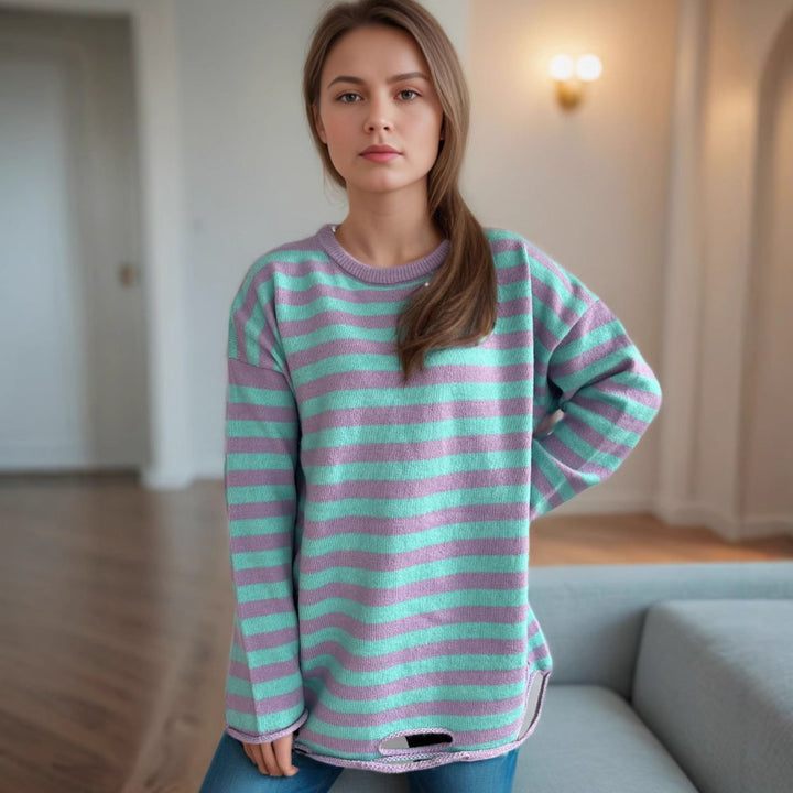 Damer avslappnad oversized tröja med breda ränder Mirla-Eva Jonsson