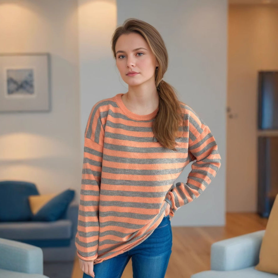 Damer avslappnad oversized tröja med breda ränder Mirla-Eva Jonsson
