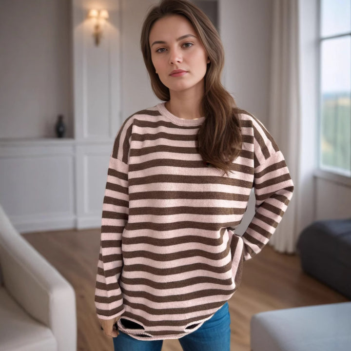 Damer avslappnad oversized tröja med breda ränder Mirla-Eva Jonsson