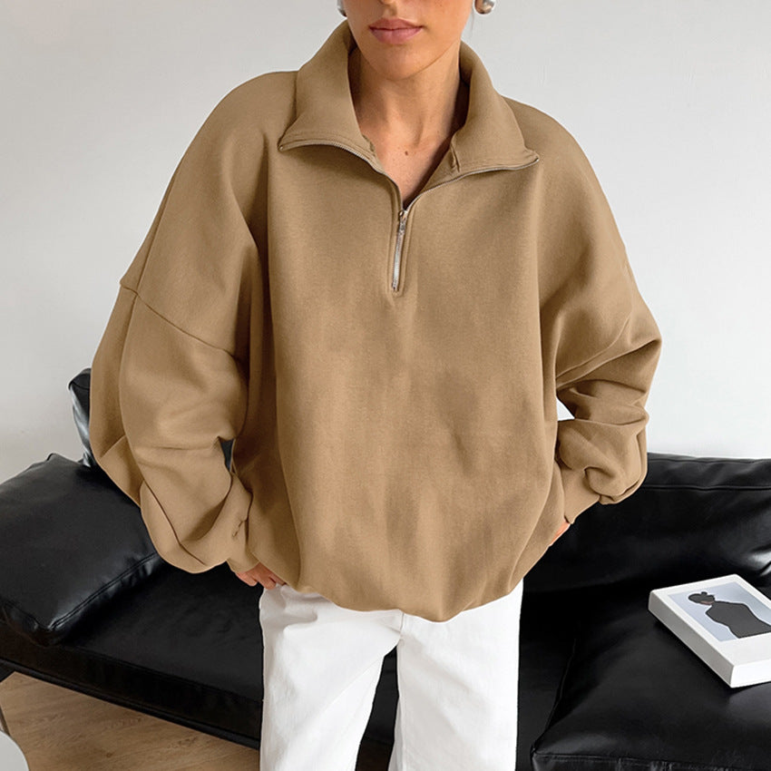 Damer avslappnad oversized tröja med dragkedja Mirla-Eva Jonsson