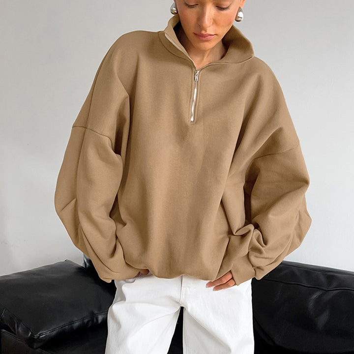 Damer avslappnad oversized tröja med dragkedja Mirla-Eva Jonsson
