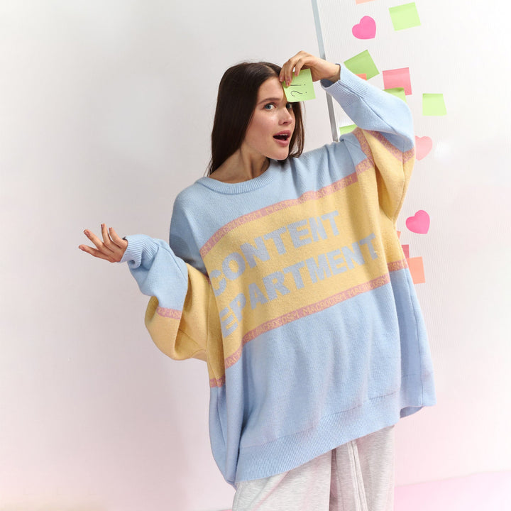 Damer avslappnad oversized tröja med kreativt tryck Mirla-Eva Jonsson