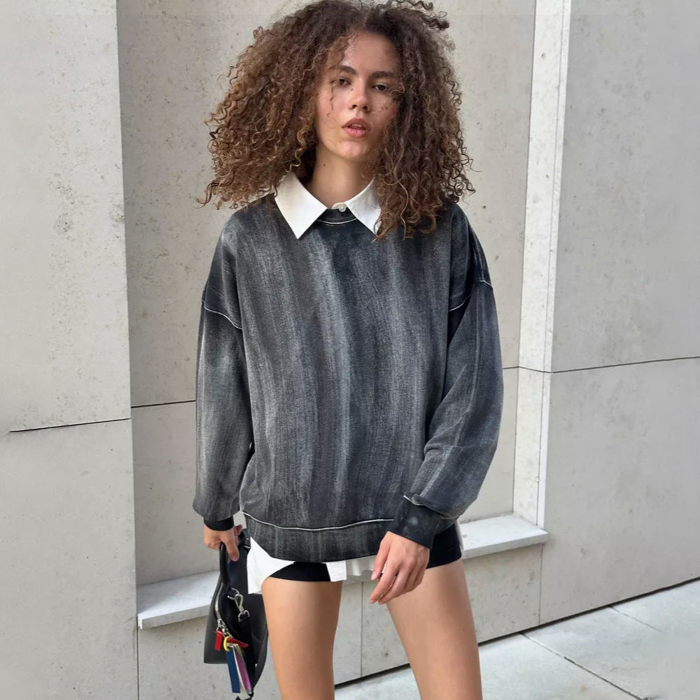 Damer avslappnad oversized tröja med modernt randmönster Mirla-Eva Jonsson