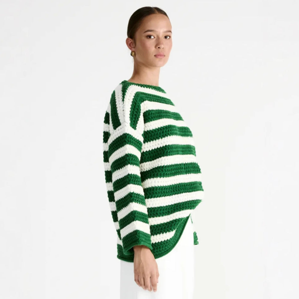 Damer avslappnad oversized tröja med randigt mönster Mirla-Eva Jonsson