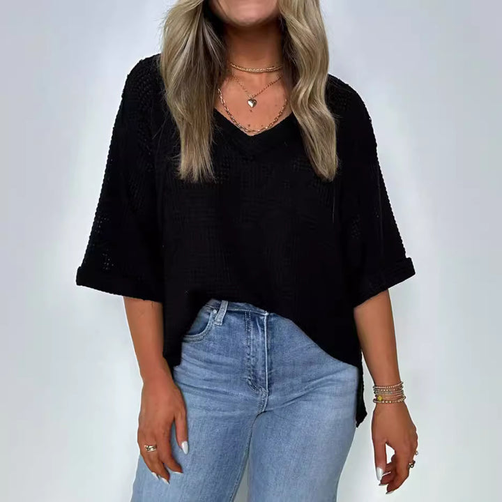 Damer avslappnad oversized tröja med våffelstruktur Mirla-Eva Jonsson