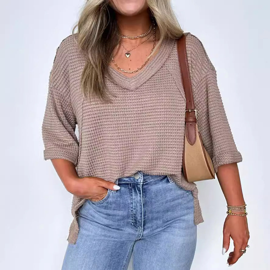 Damer avslappnad oversized tröja med våffelstruktur Mirla-Eva Jonsson