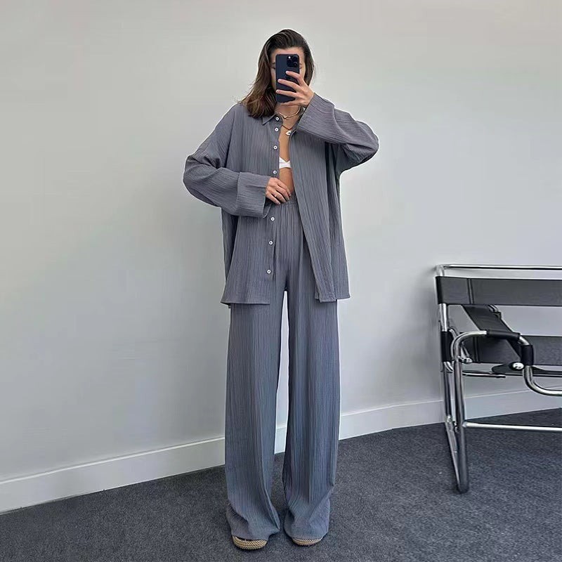 Damer avslappnad plus size skjorta och lös byxa set Mirla-Eva Jonsson