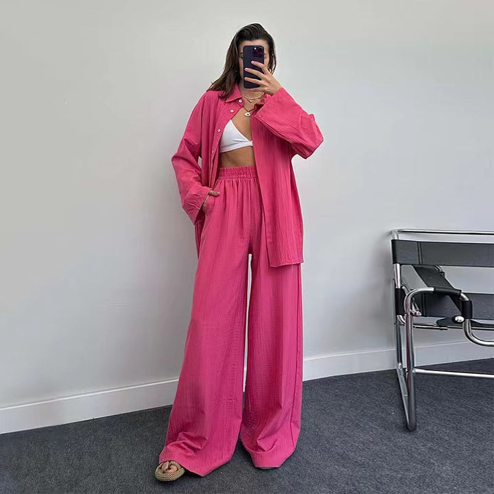 Damer avslappnad plus size skjorta och lös byxa set Mirla-Eva Jonsson