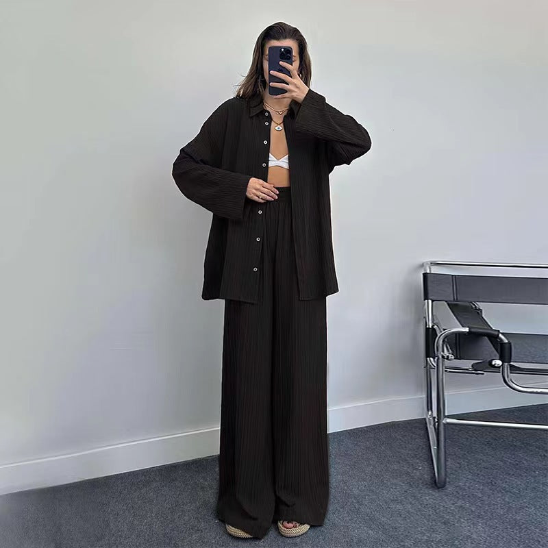 Damer avslappnad plus size skjorta och lös byxa set Mirla-Eva Jonsson