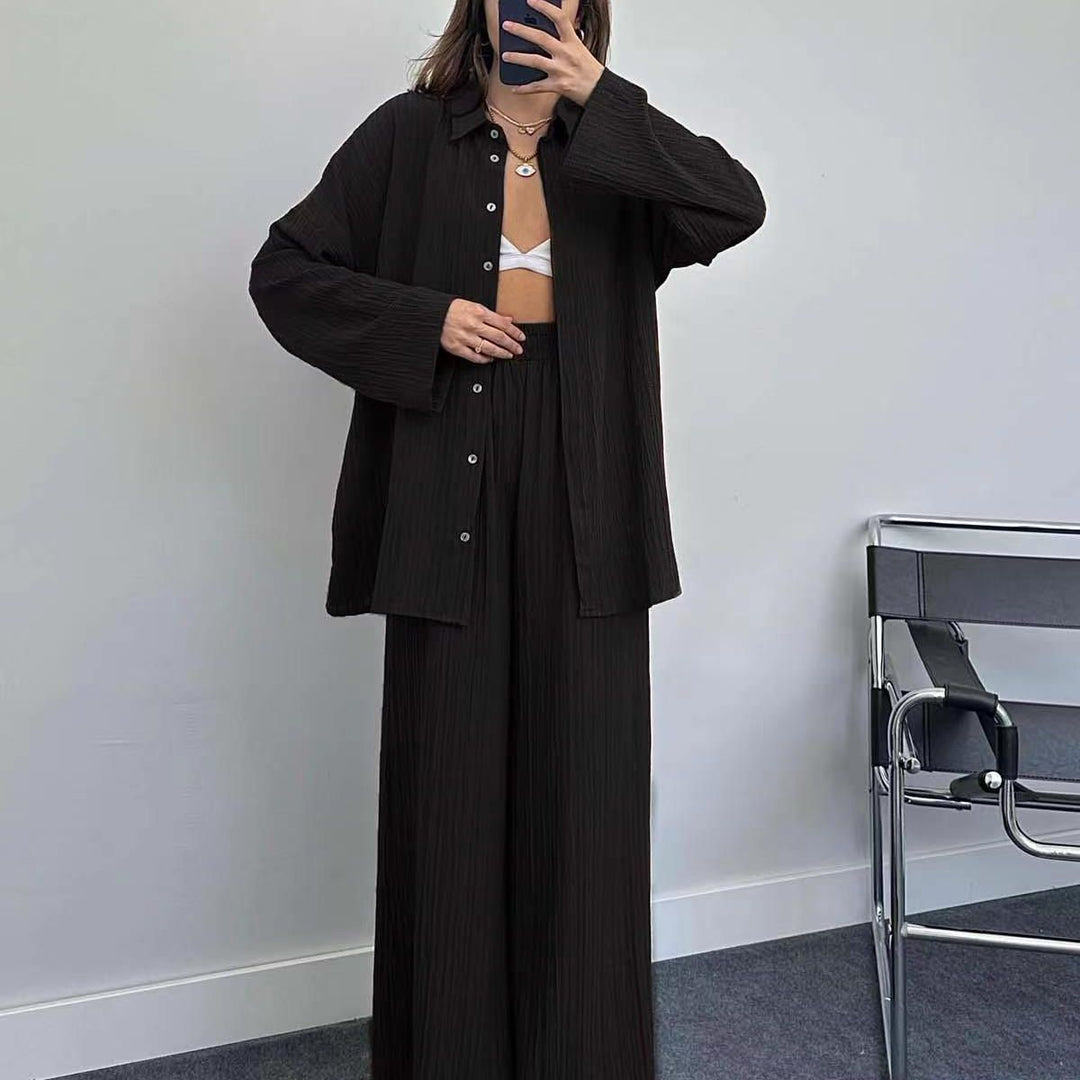 Damer avslappnad plus size skjorta och lös byxa set Mirla-Eva Jonsson