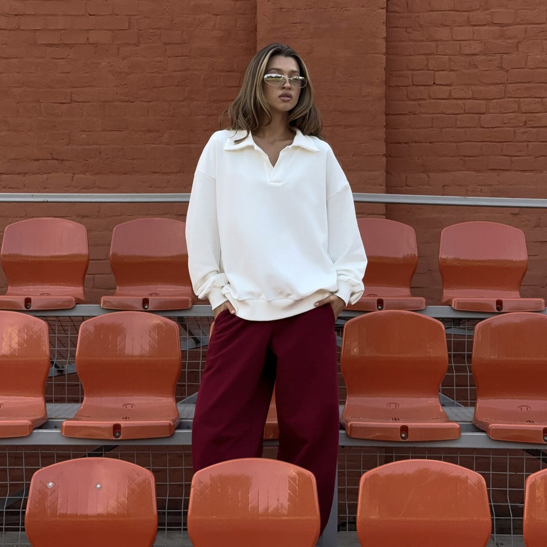 Damer avslappnad polo t-shirt och vidare byxor set Mirla-Eva Jonsson